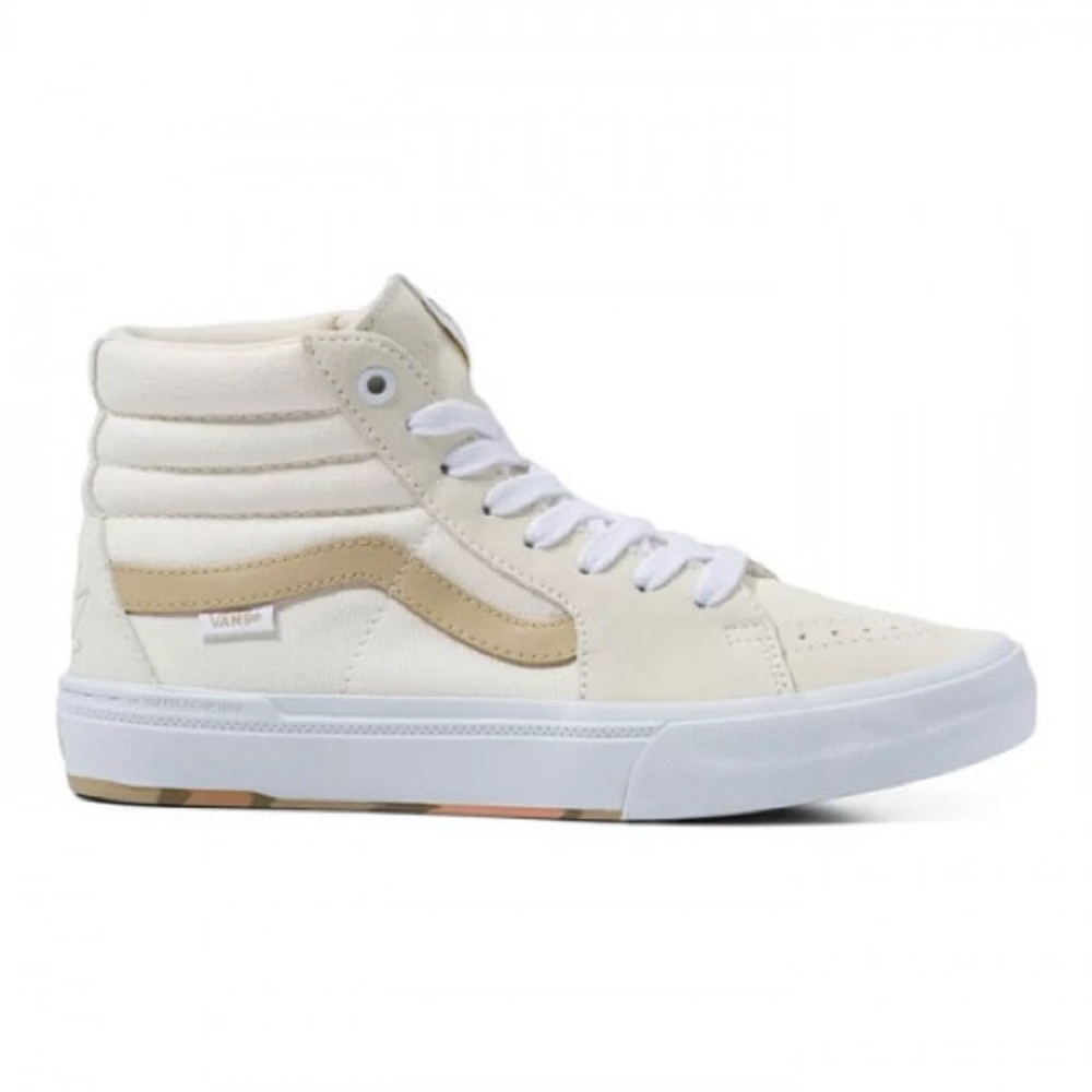 Vans High-Top Sneakers in White and Tan